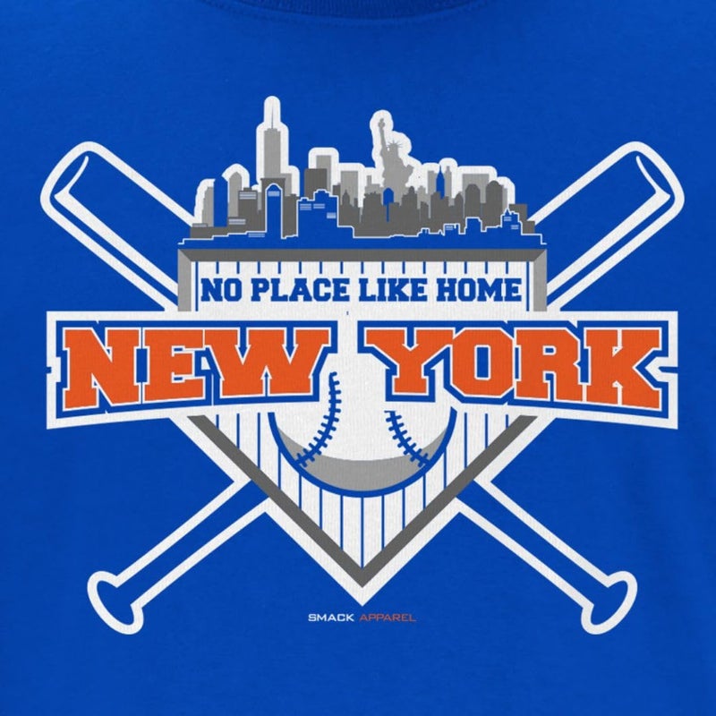 Smack Apparel New York Baseball Fans. No Place Like Home. Royal T-Shirt (Sm-5X) (Short Sleeve, Large) - Image 2